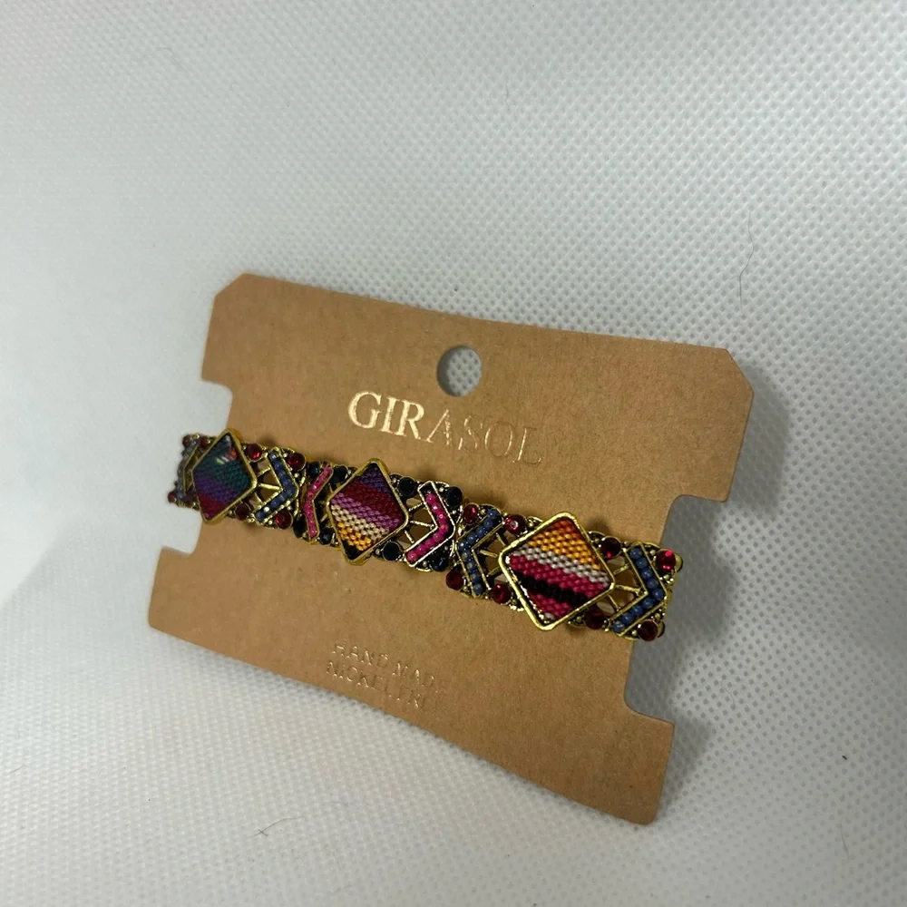 Girasol Multicolor Woven Beaded Bracelet - Gold Accents‎